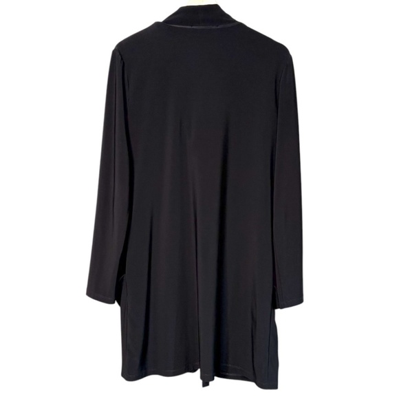 COMPLI K Black Slinky Knit Lagenlook Cardigan Tie Close Draped Pockets US Sz M - Picture 3 of 8